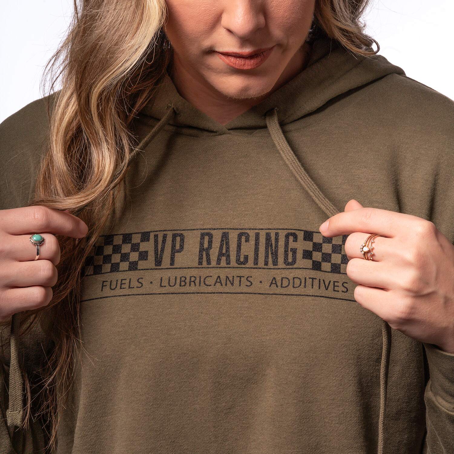 VP Racing Cropped Hoodie – Military Green - Image 3