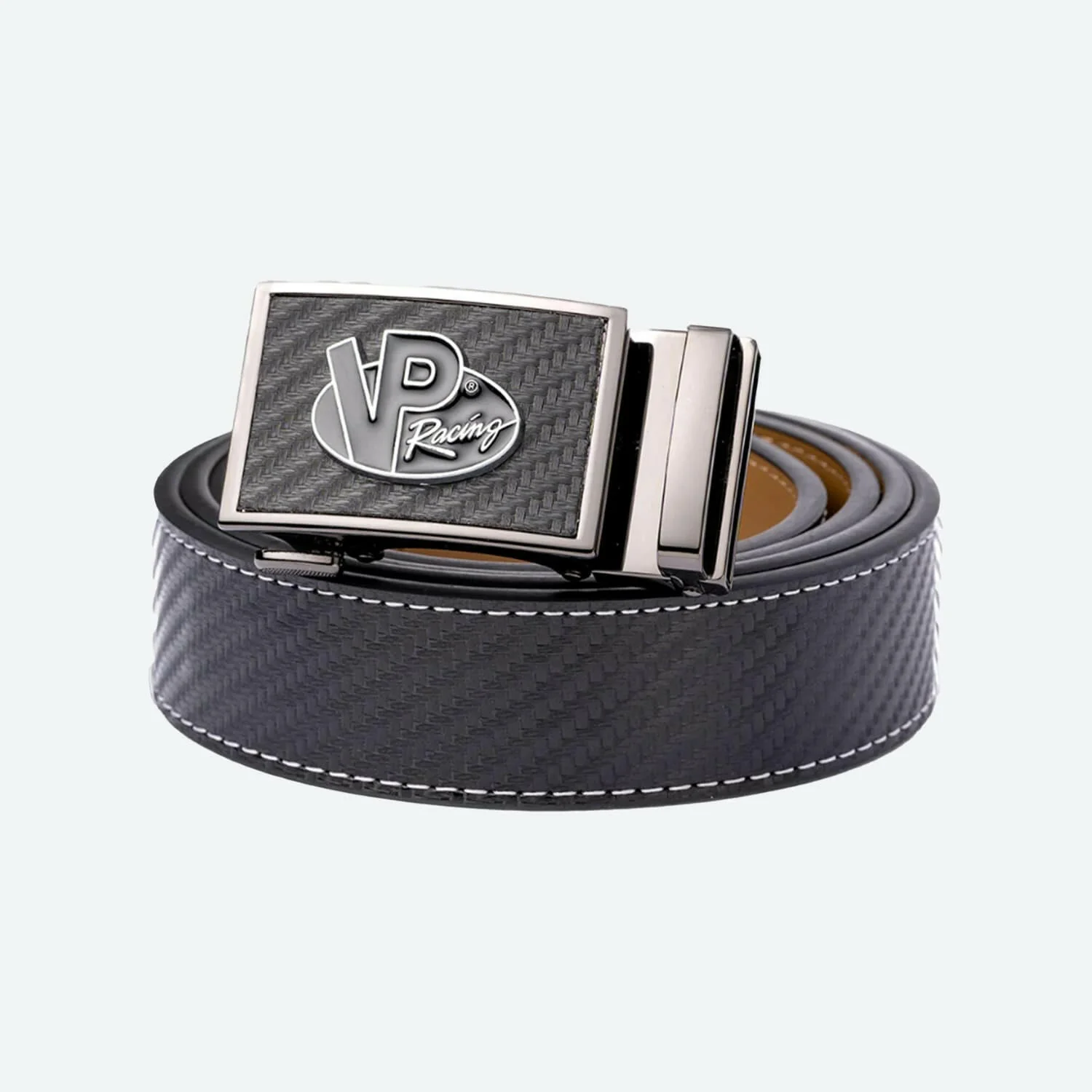 Leather Belt with Brushed Metal Belt Buckle